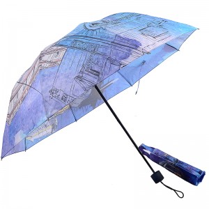 旅行用ショッピングバッグデジタルプリント3折りたたみ傘