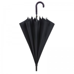 古典的なベストセラー黒紬生地金属フレームプラスチックカーブハンドルストレート傘